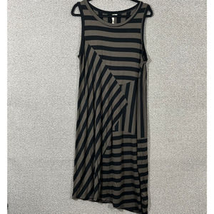 Comfy USA Dress Womens Small Brown‎ Black Striped Sleeveless Midi Maxi Casual